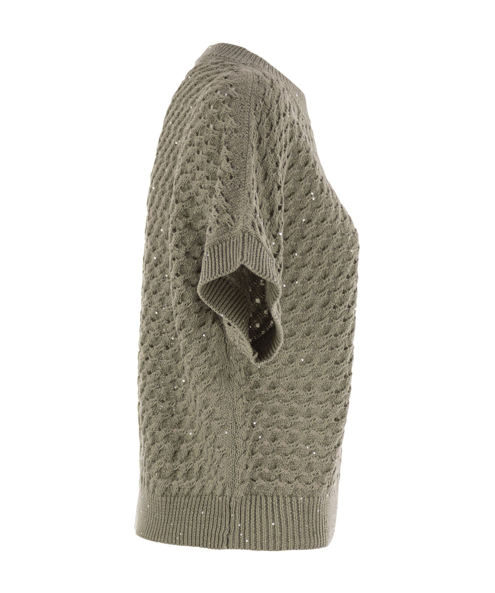 Peserico Cotton Cordonnet Jumper With Sequins In Gray