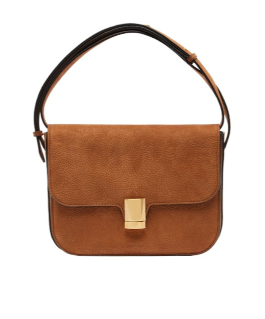 Calvin Klein Tilla Small Leather Shoulder Bag In Brown