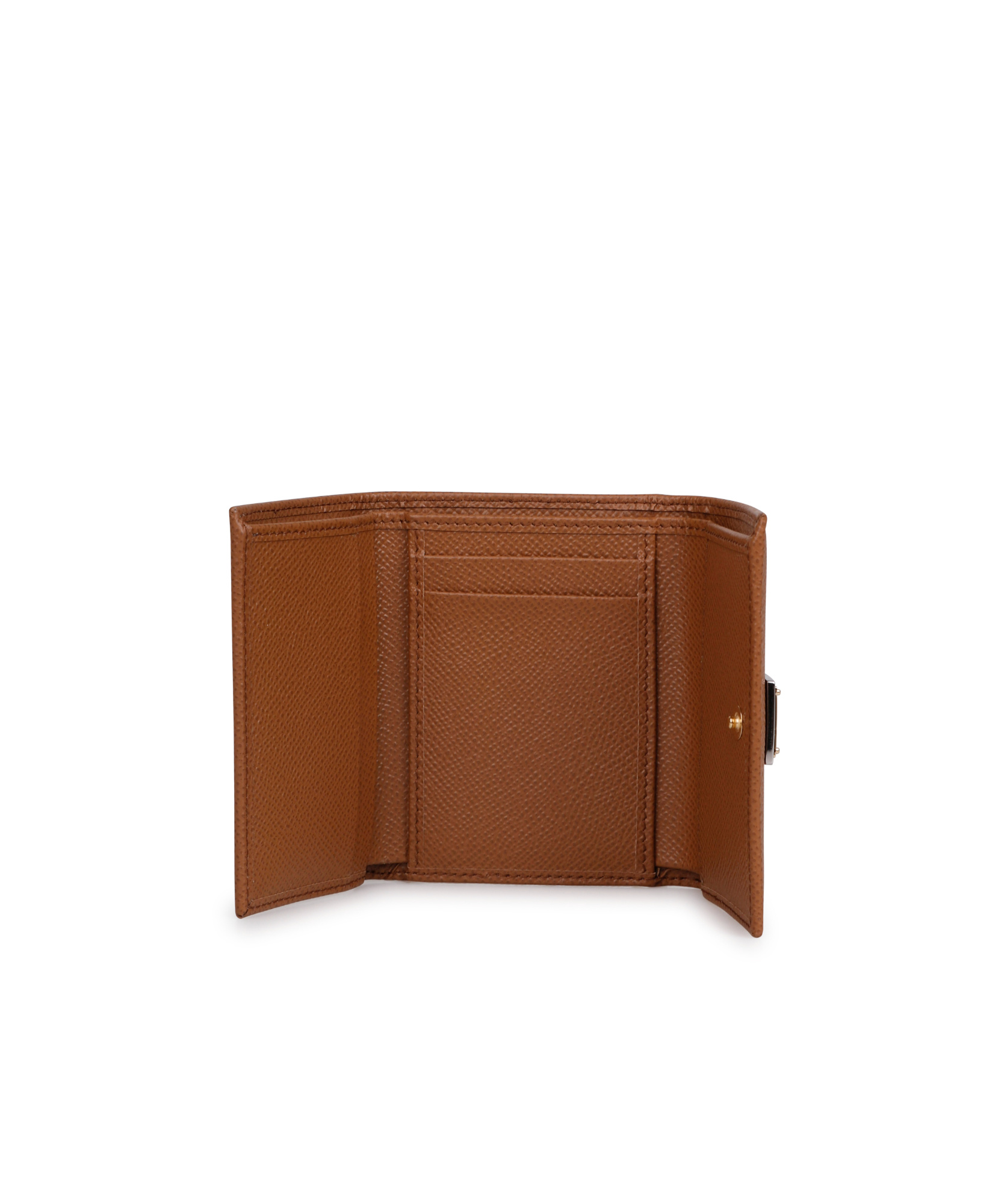 Dolce & Gabbana Dauphine French-flap Leather Wallet In Brown