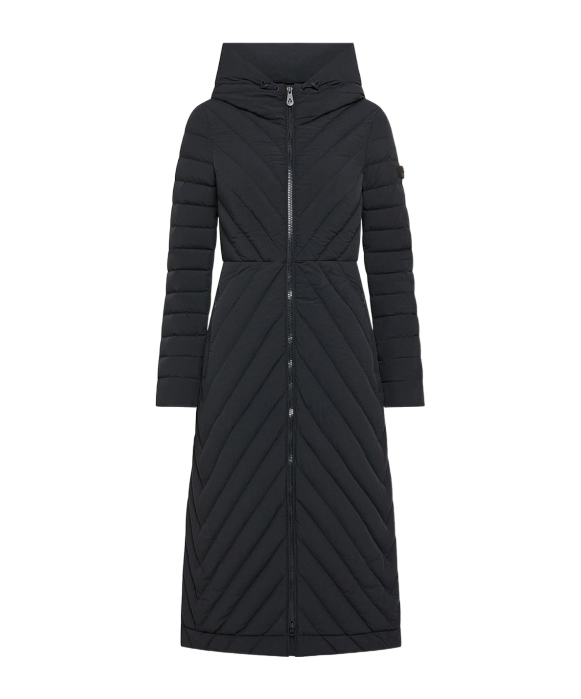 Peuterey Hooded Quilted Jacket With Diagonal Stitching In Black