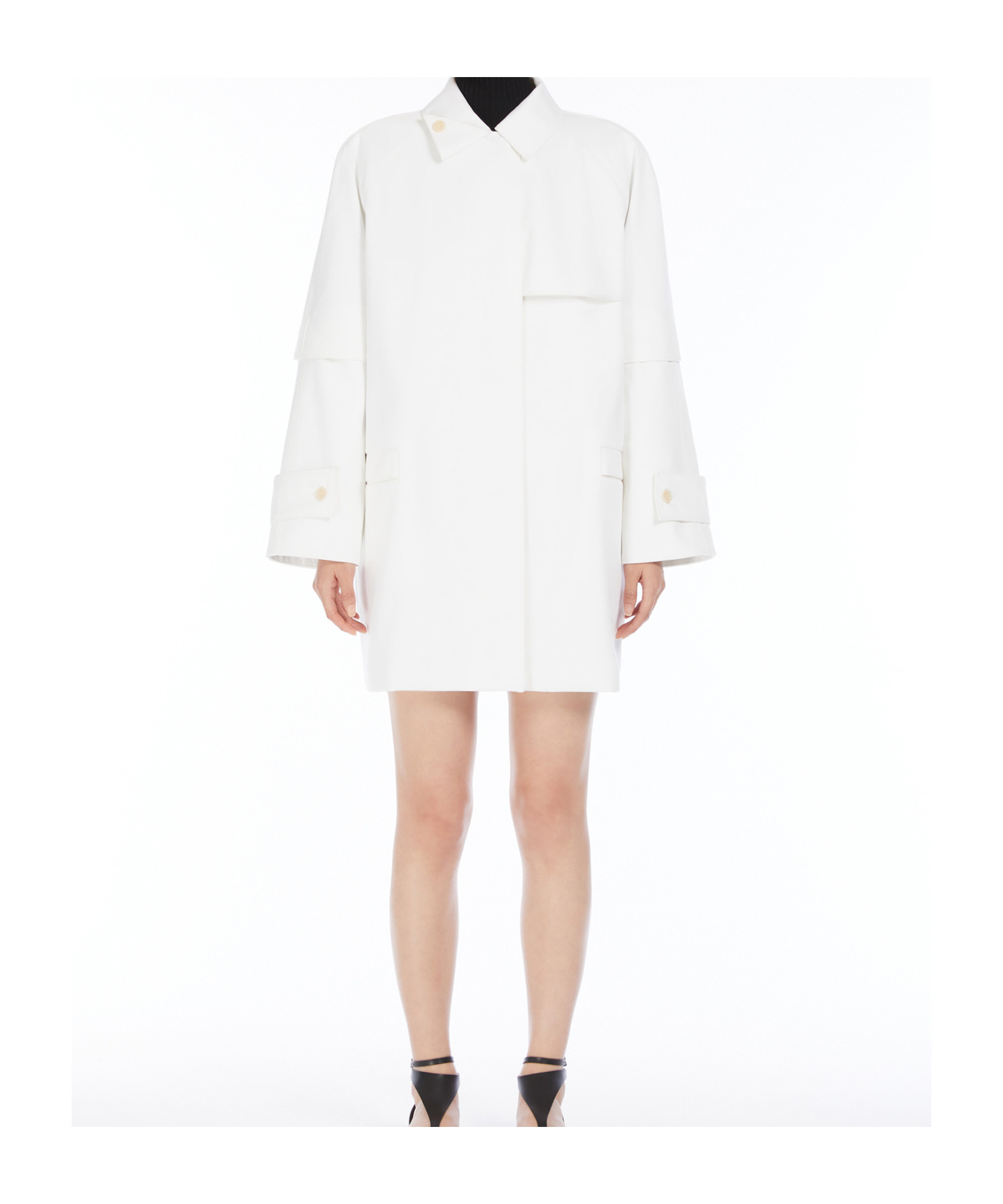 Max Mara Water-repellent Gabardine Trench Coat In White