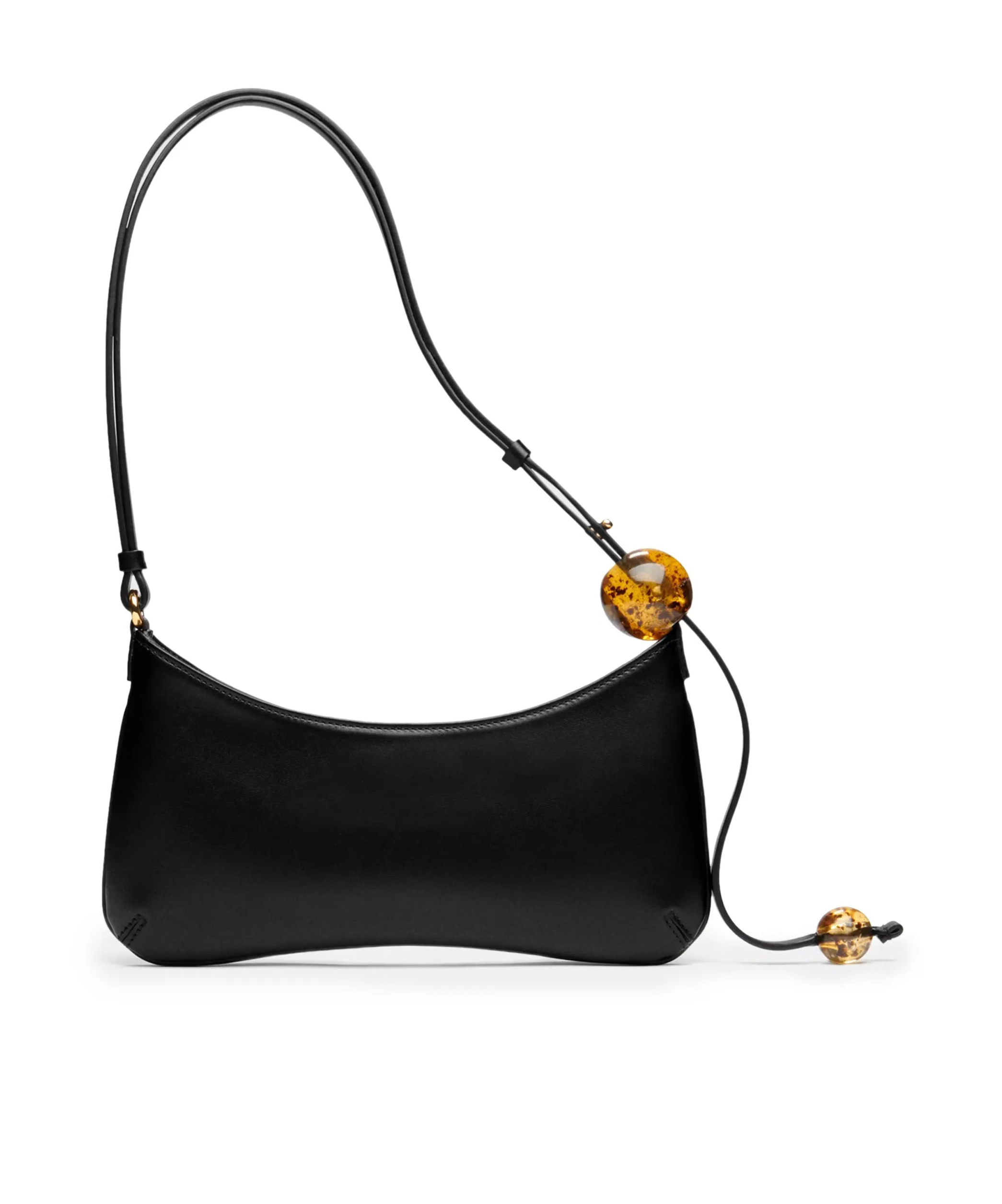 Jacquemus Le Grand Bisou Perle Leather Shoulder Bag In Black
