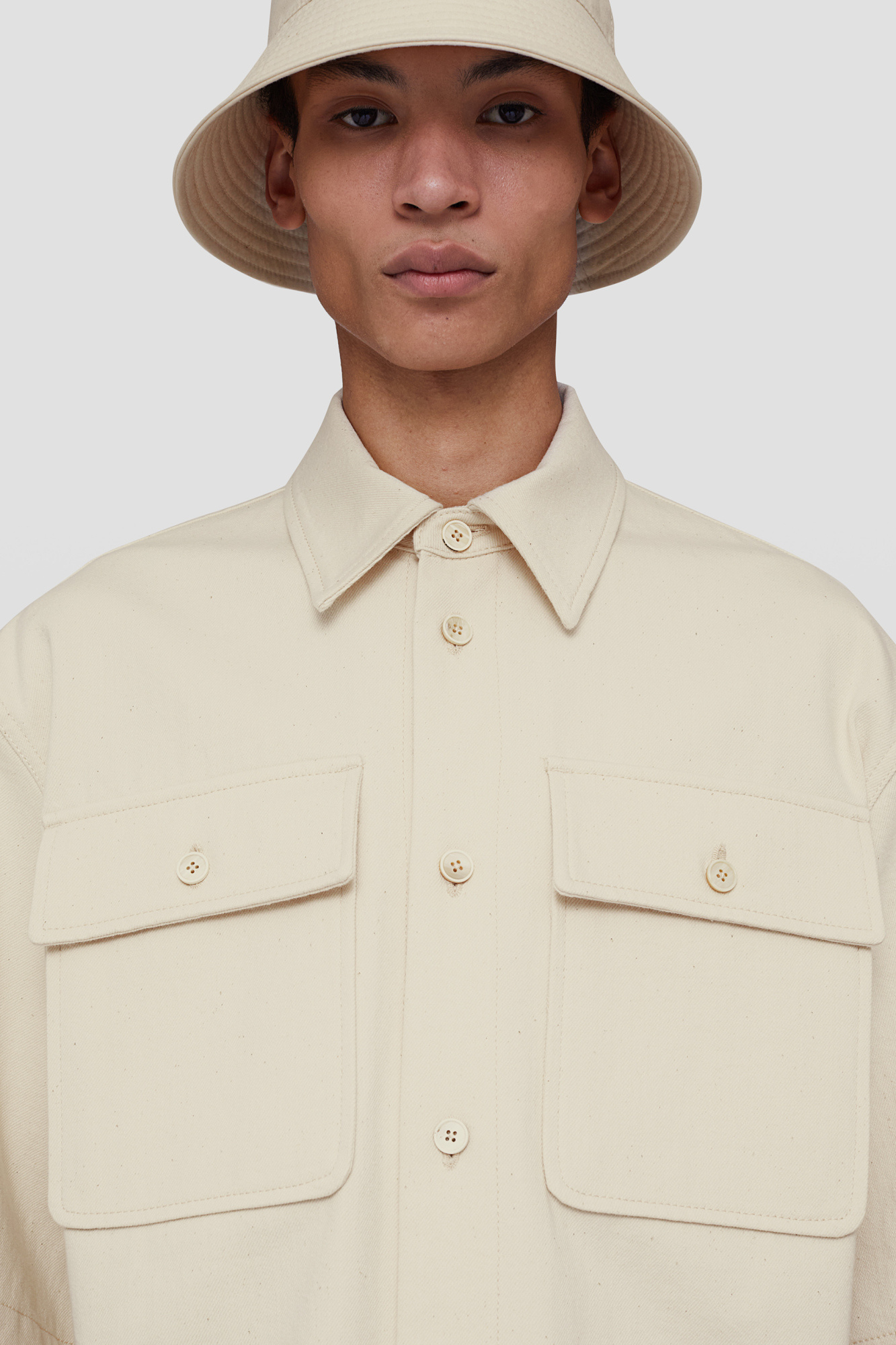 Jil Sander Button Denim Shirt In White