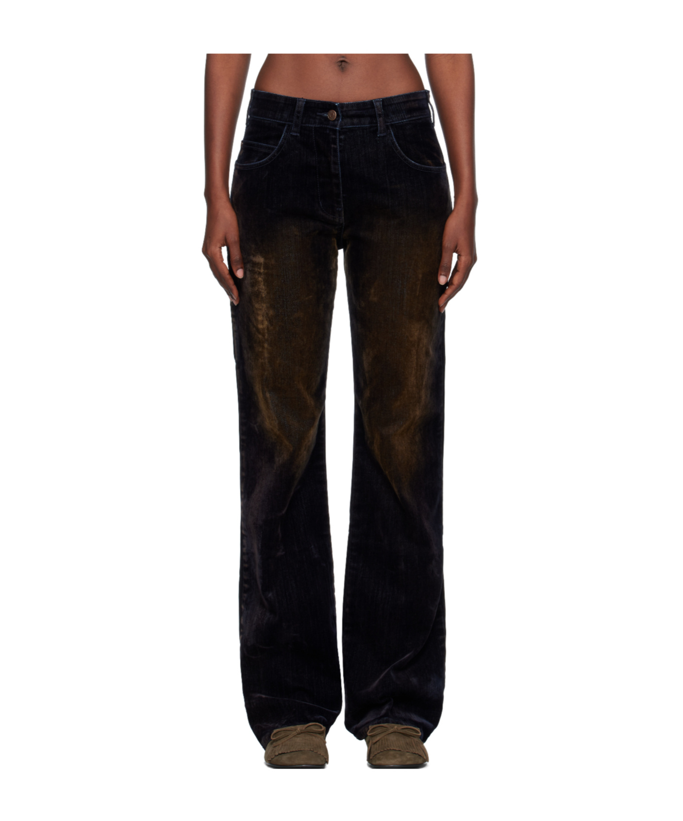 Open Yy Velvet Denim Trucker Jeans In Black