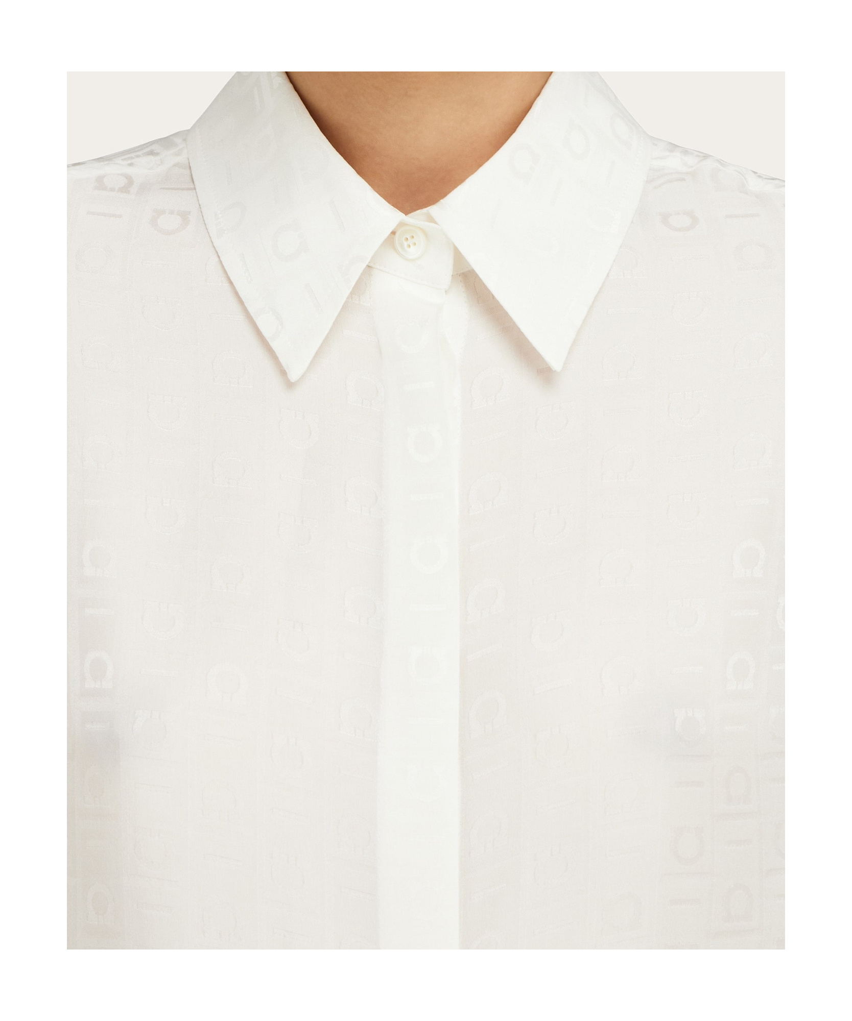 Ferragamo Gancini-print Shirt In White