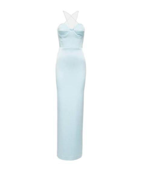 Alex Perry Conley Satin Crêpe Maxi Dress In Blue