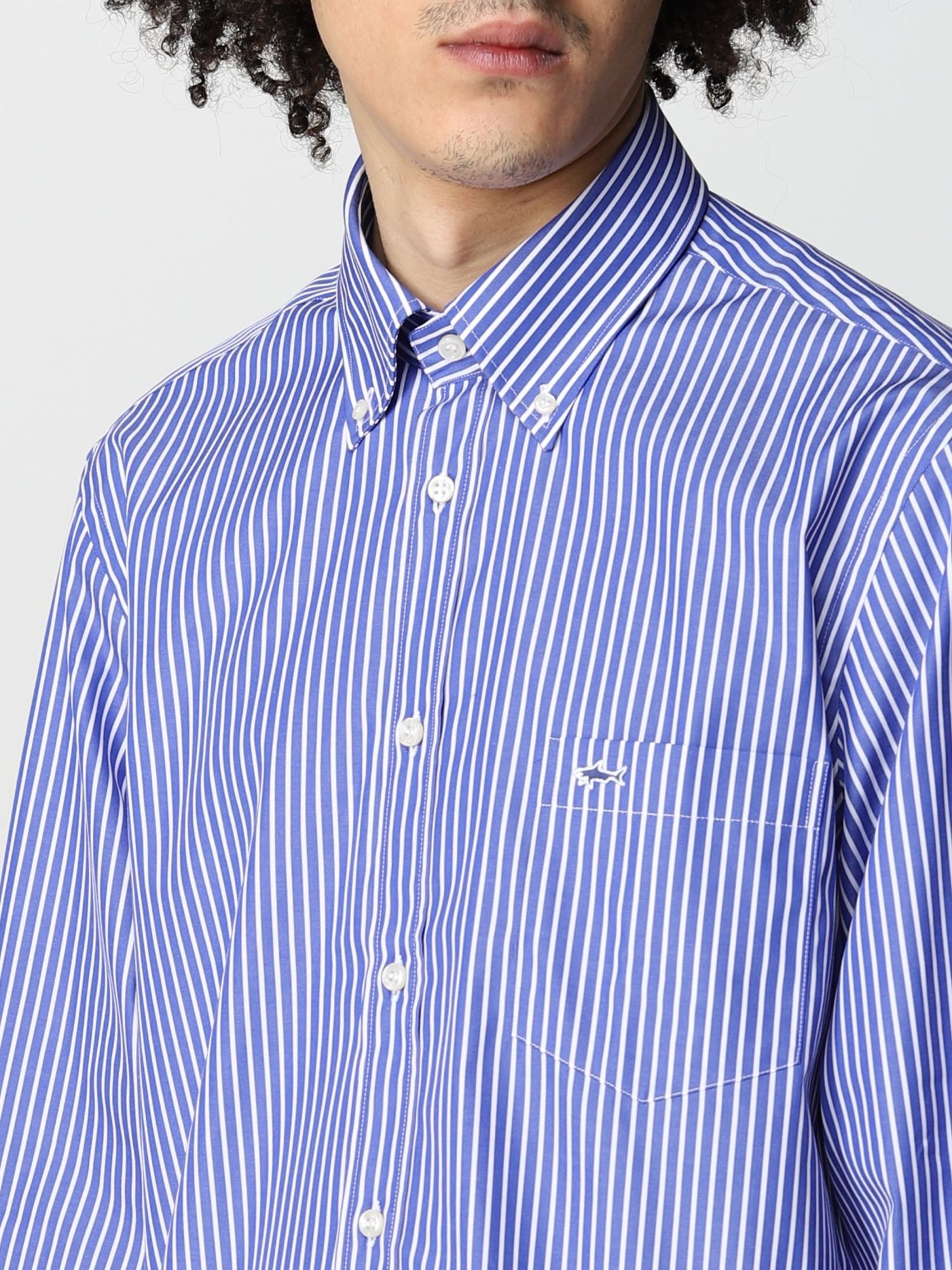 Paul & Shark Logo Long-sleeved Shirt In Blue