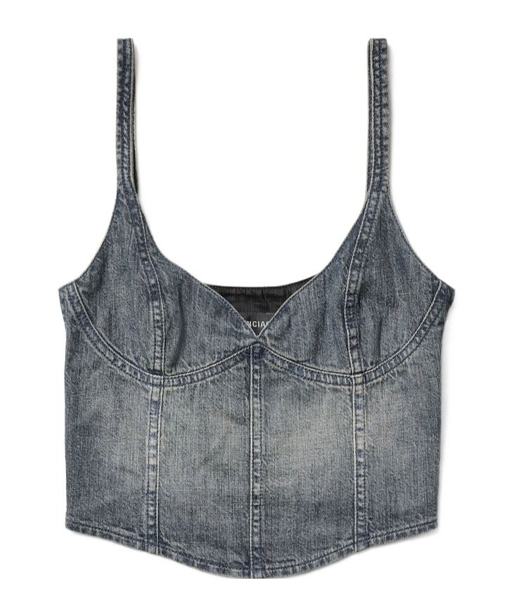 Balenciaga Cropped Sleeveless Top Scoop Neck In Blue