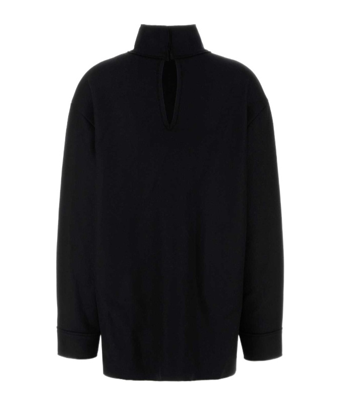 Jil Sander Blouse Mock Neck Wool Blend In Black
