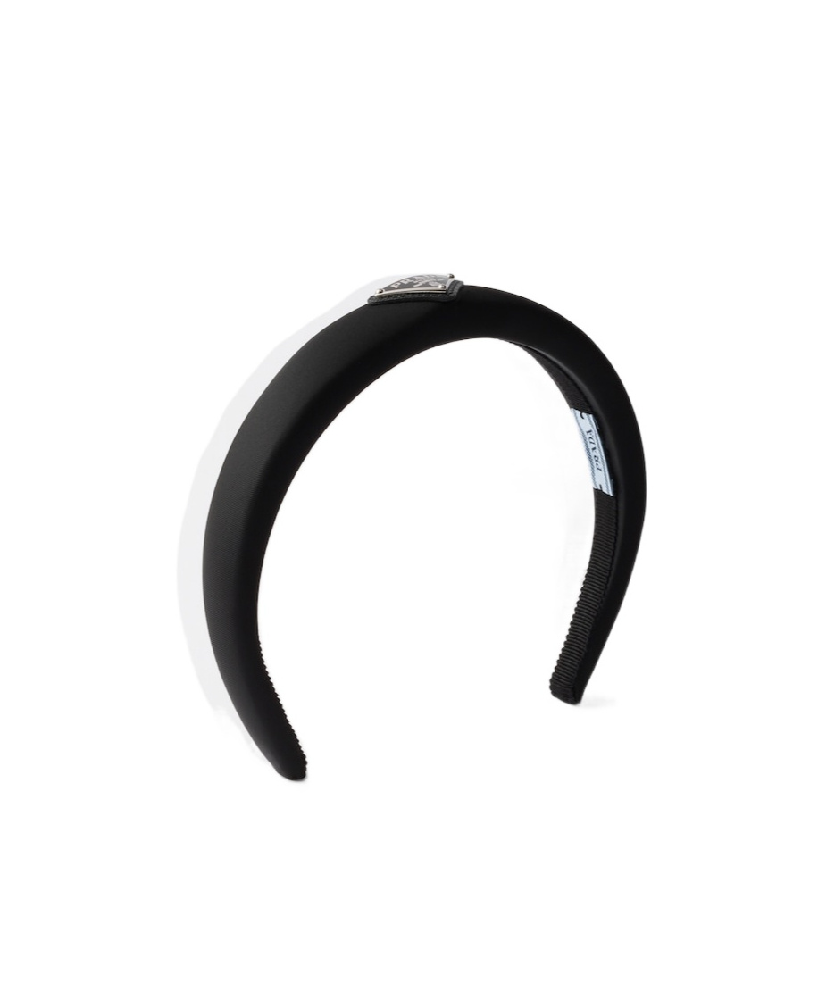 Prada Re-nylon Triangle-logo Headband In Black