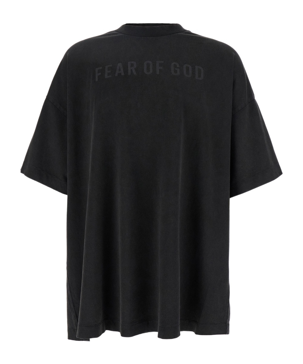 Fear Of God Eternal Black Crewneck T-shirt With Tonal Embroidery On The Front And Logo Patch On The Rear In Cott In Black