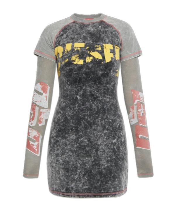 Diesel Layered Mini Dress In Gray