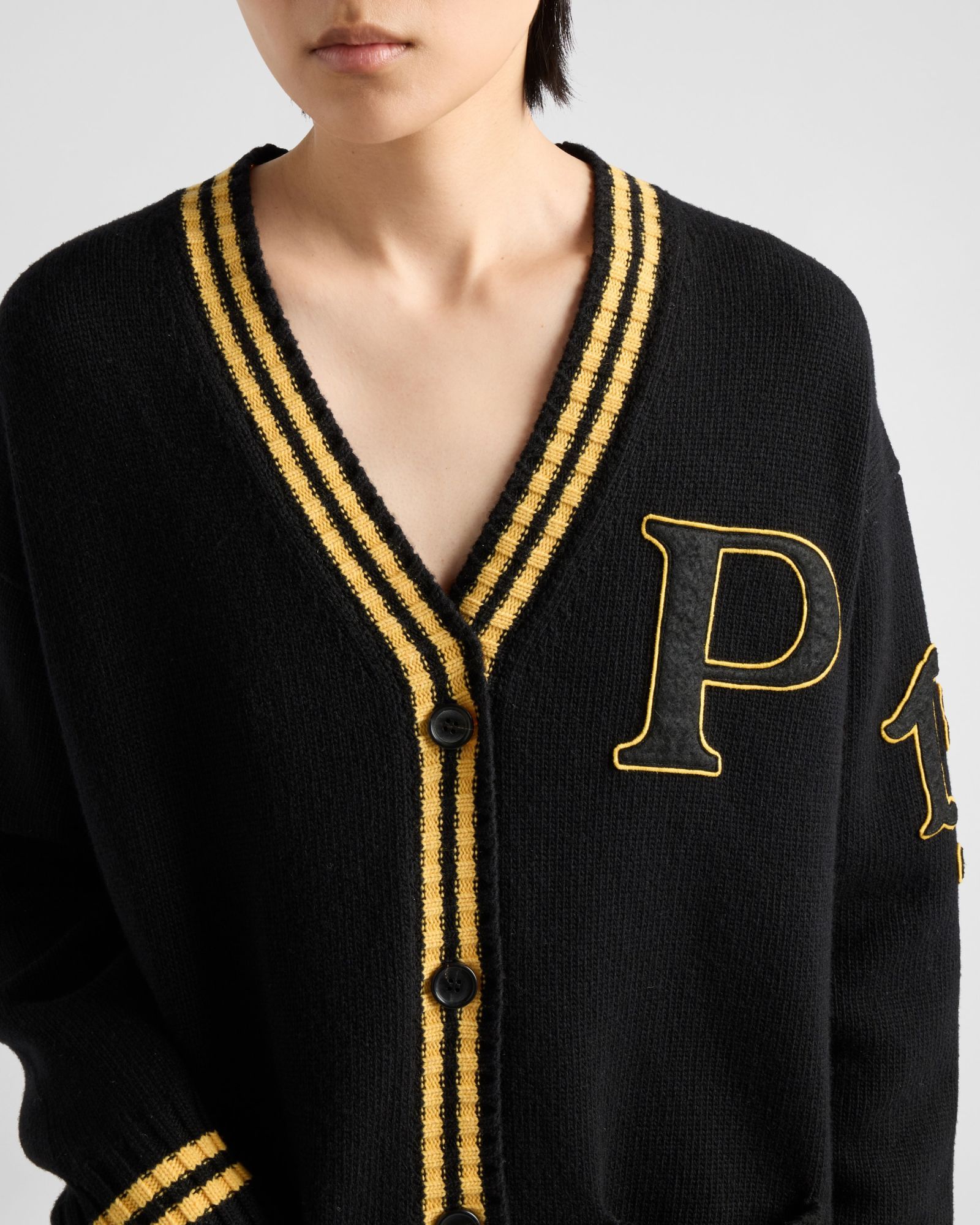 Shop Prada Wool And Cashmere Cardigan In Black