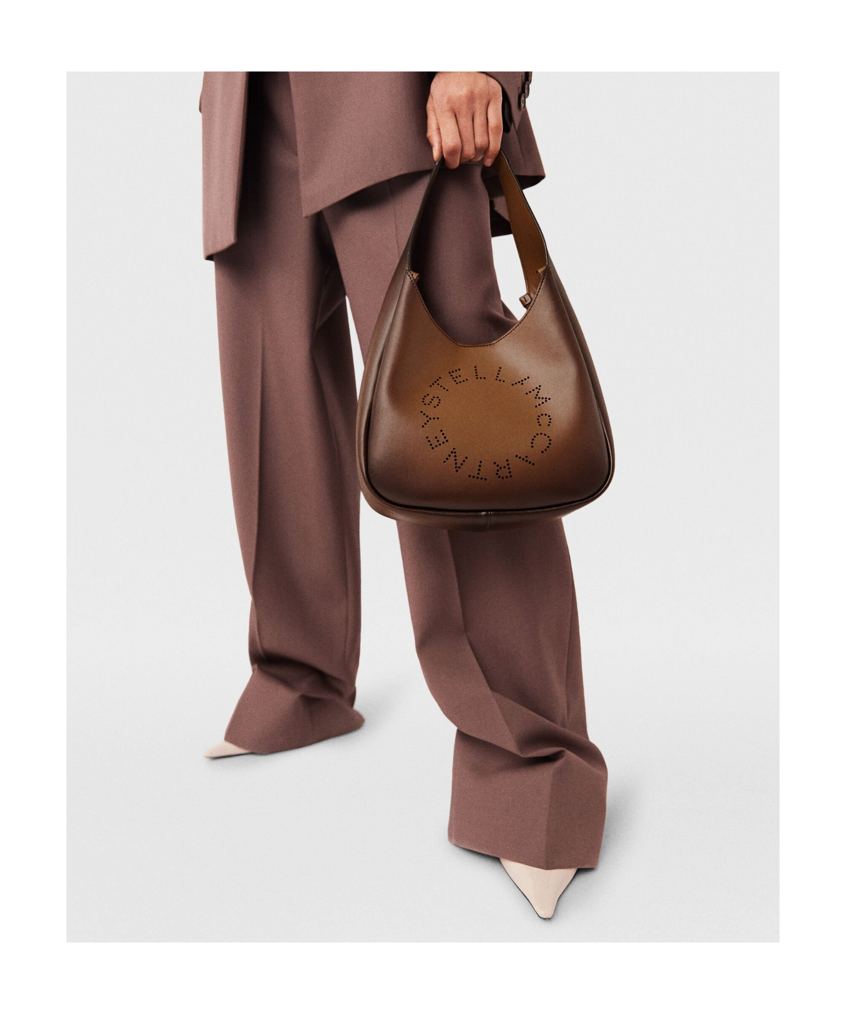 Stella Mccartney Logo Casual Wandering Handbag In Brown