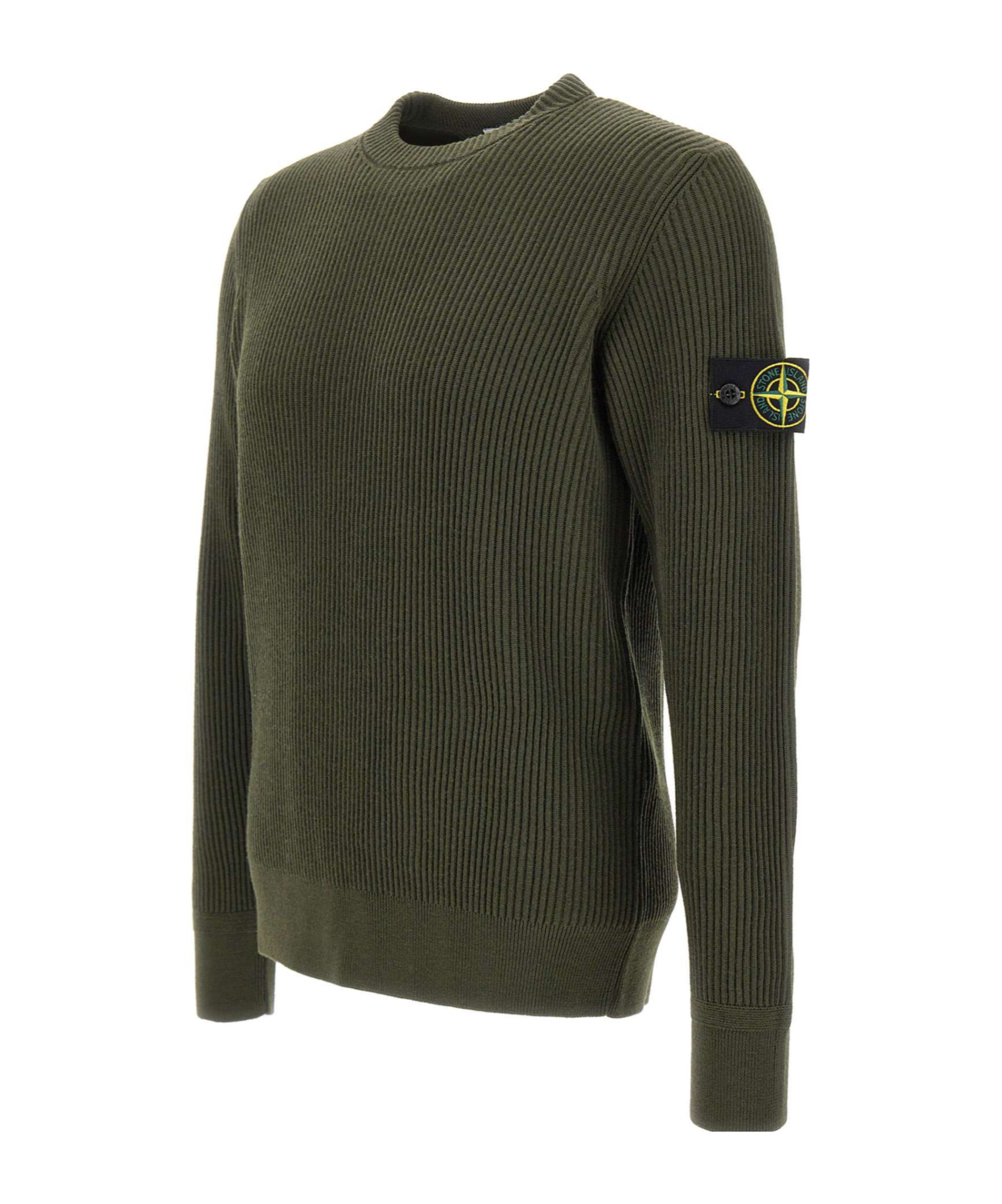 Stone Island 5100053 Ribbed-knit Crew-neck Sweater In Green