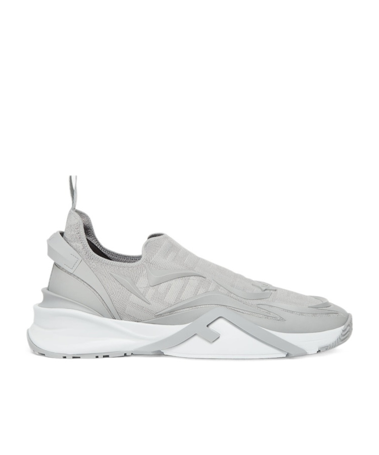 Fendi Flow Embossed Logo Sneakers In Gray