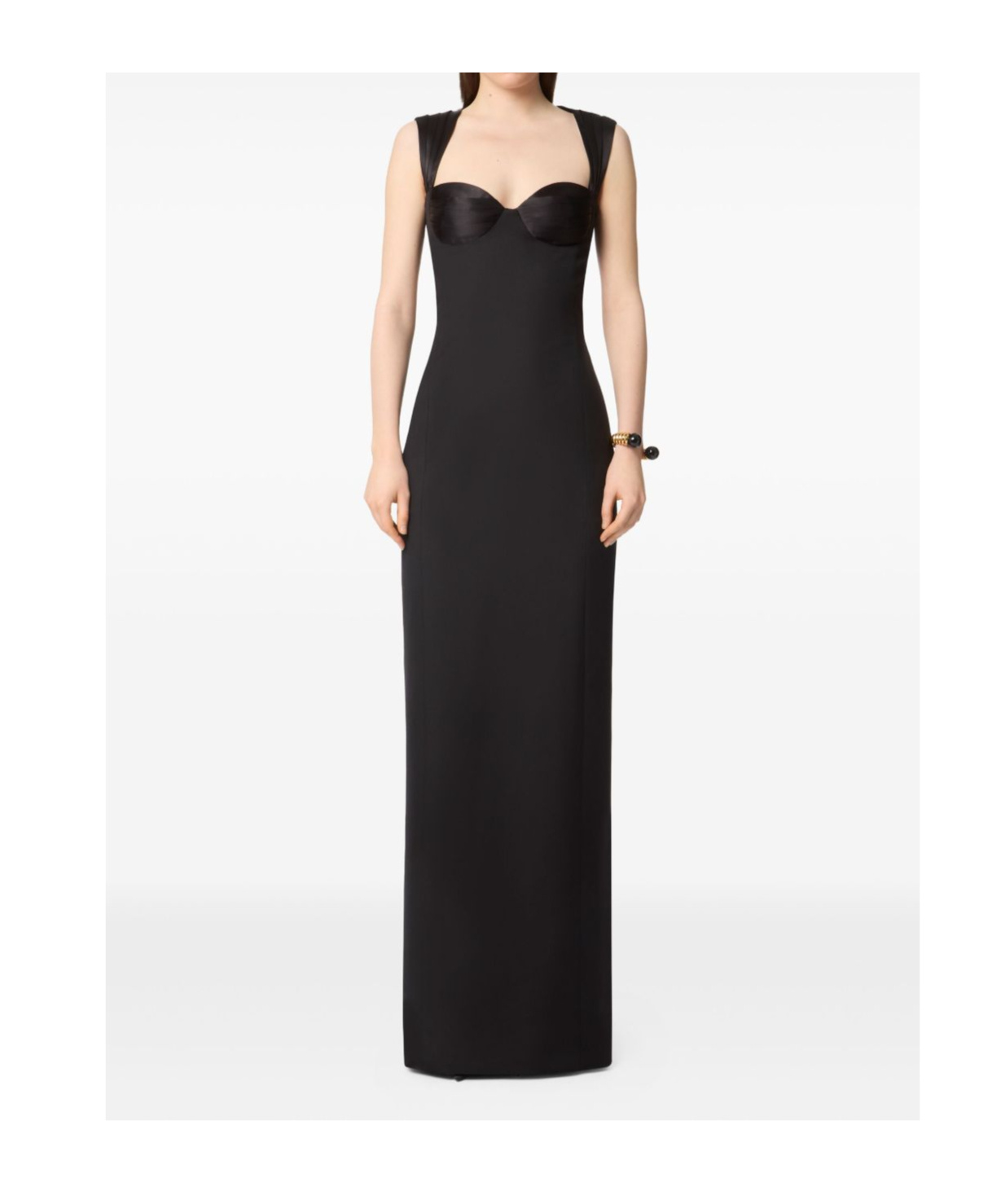 Nina Ricci Satin-panelled Open-back Maxi Dress In Black