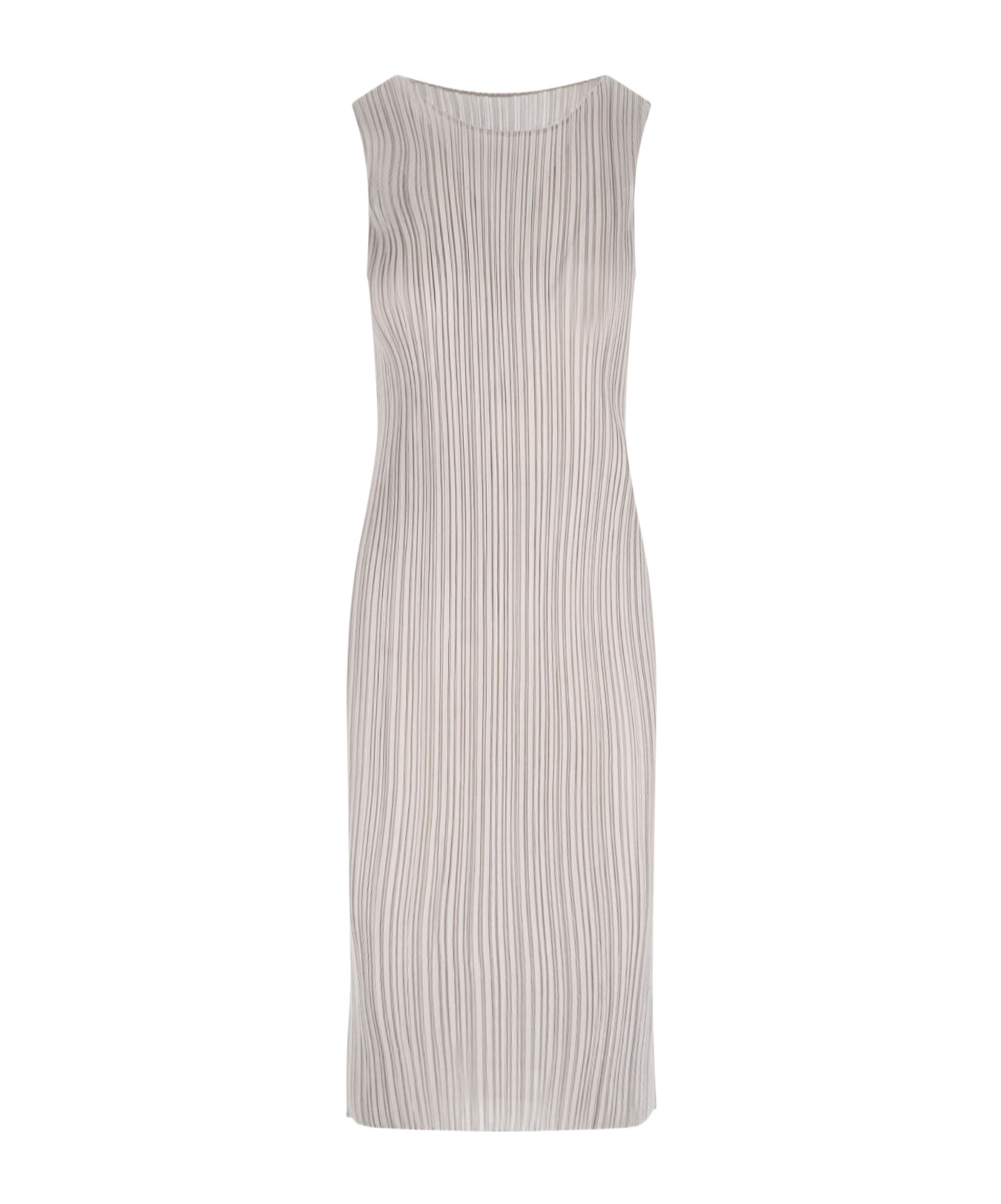 Issey Miyake Pleated Maxi Dress In Gray