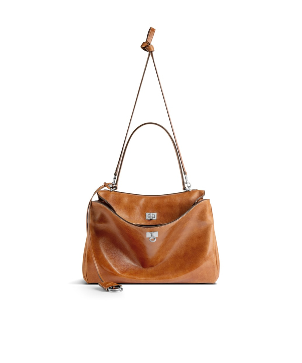 Balenciaga Rodeo Medium Leather Top-handle Bag In Brown