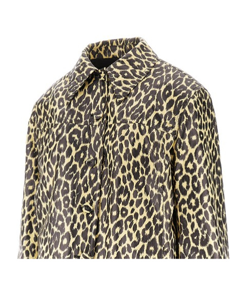 Jil Sander Leopard Print Coated Linen Jacket In Animal Print