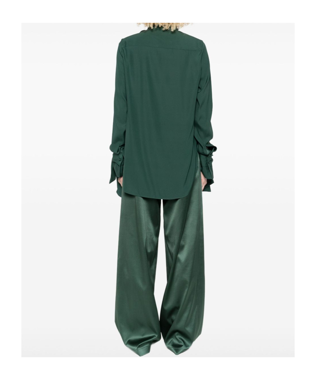 Ermanno Scervino Tie-neck Long-sleeve Blouse In Green