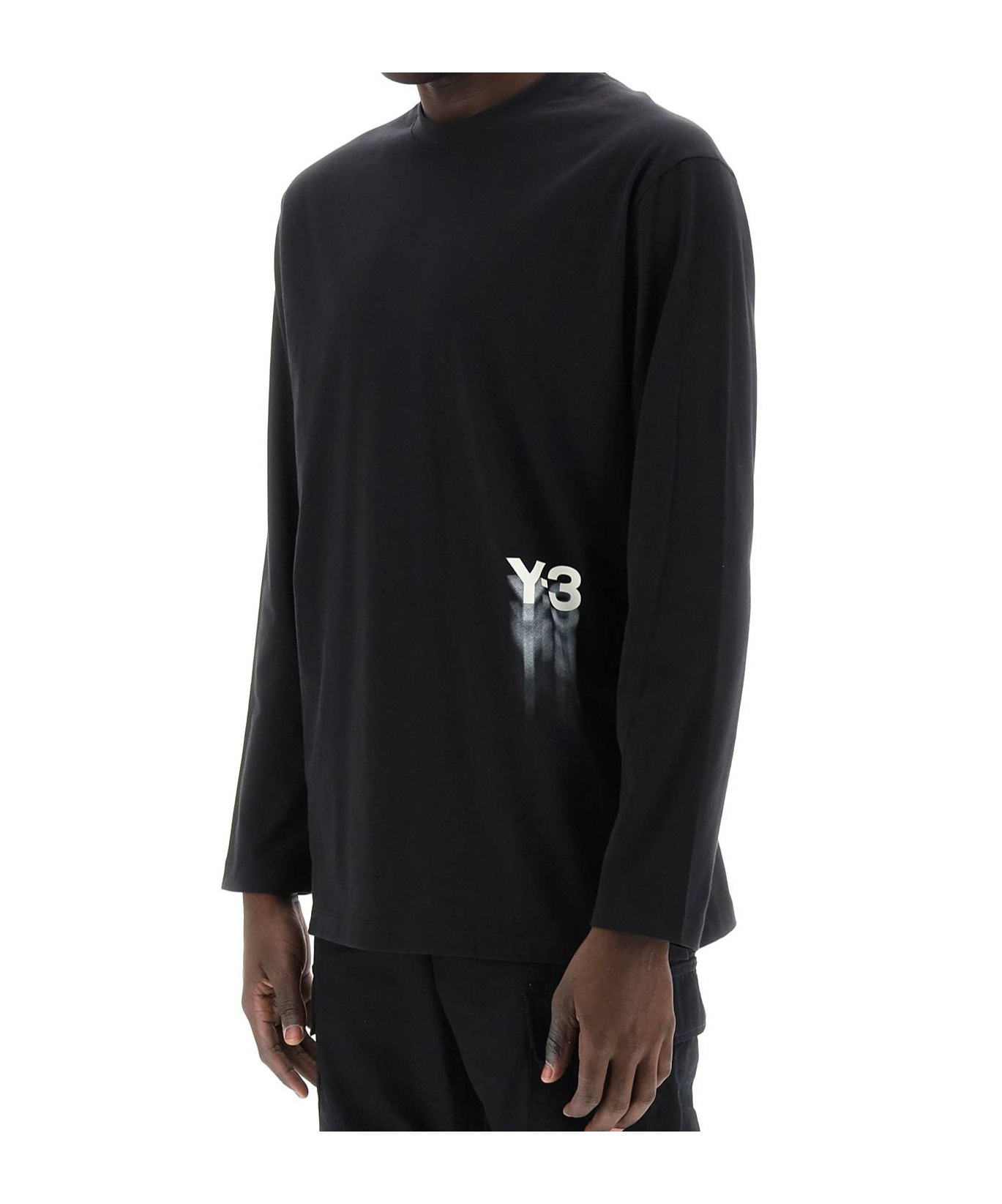 Y-3 Y 3 Long Sleeved T Shirt With Logo Print In Black