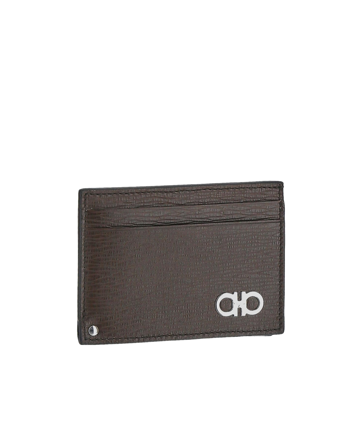 Ferragamo Gancini-plaque Leather Cardholder In Brown