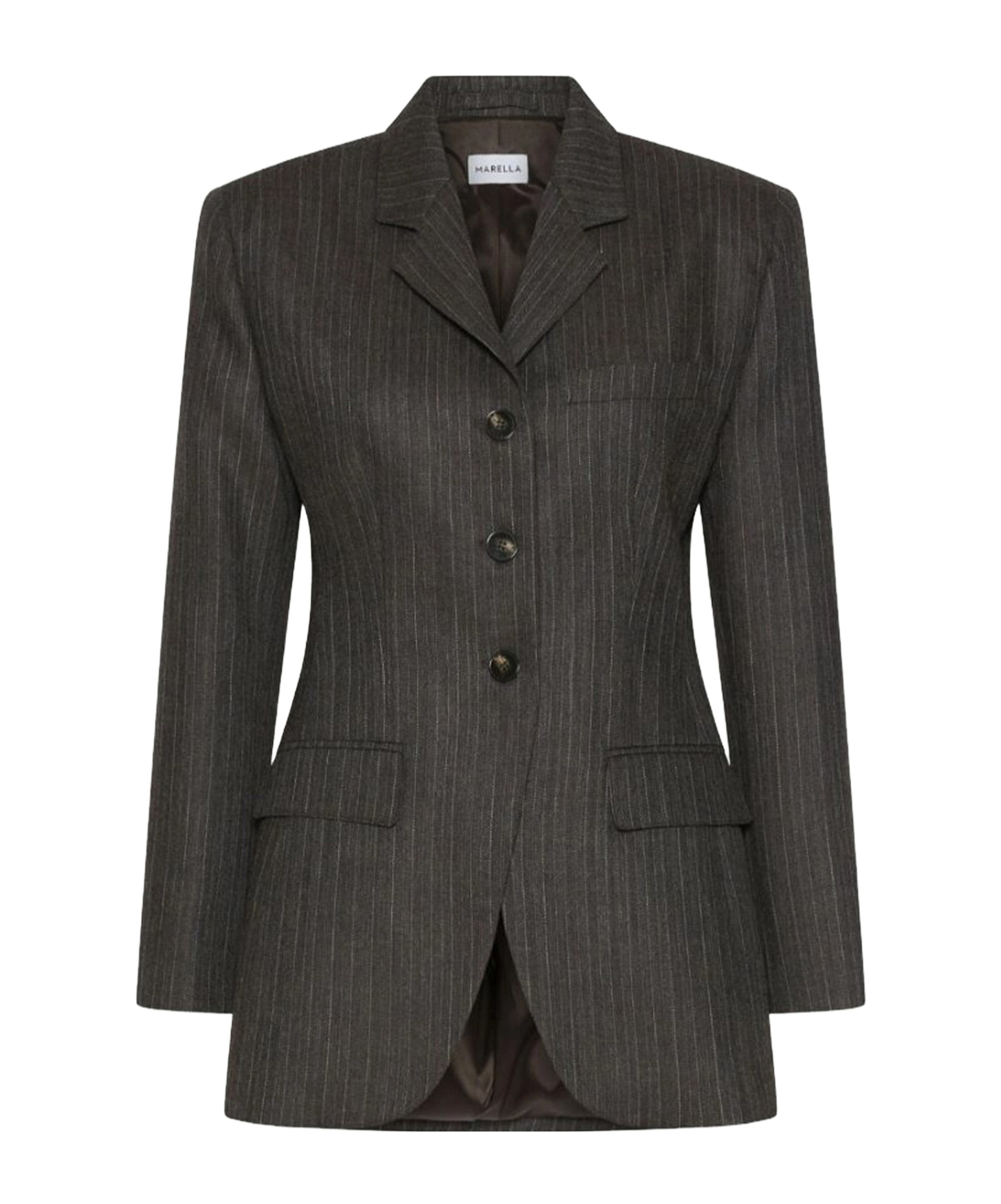 Marella Slim-fit Three-button Blazer In Brown