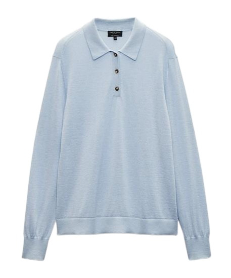 Rag & Bone Lightweight Cashmere Polo In Blue