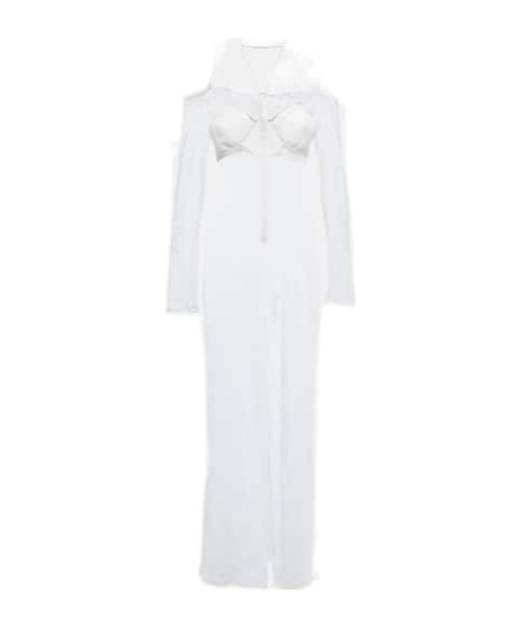 Nensi Dojaka Bridal Cutout Lace Gown In White