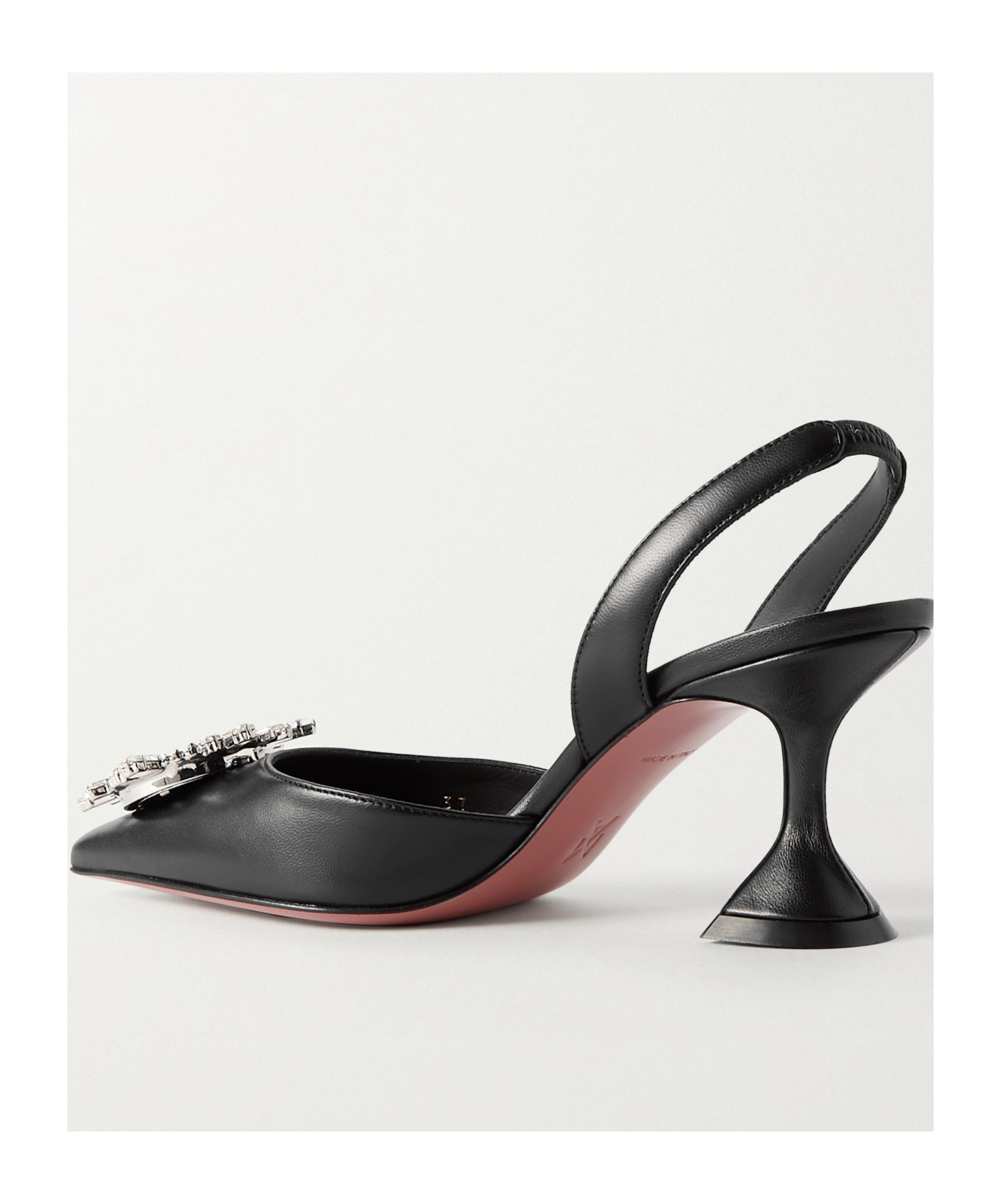 Amina Muaddi Leather Slingback Pumps Featuring Sculptural Heel In Black