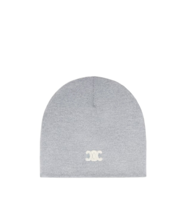 Celine Triomphe Beanie In Wool In Gray
