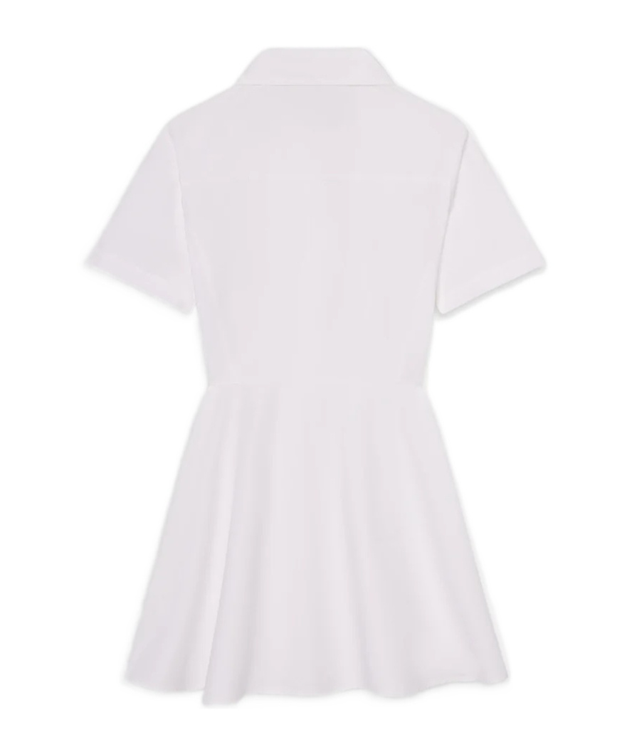 Frame Short-sleeved Flared Dress In White
