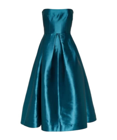 Alex Perry Strapless Faille Midi Dress In Blue