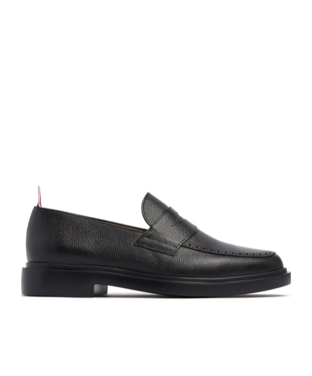 Thom Browne Black Slip-on Loafers With Loop Detail