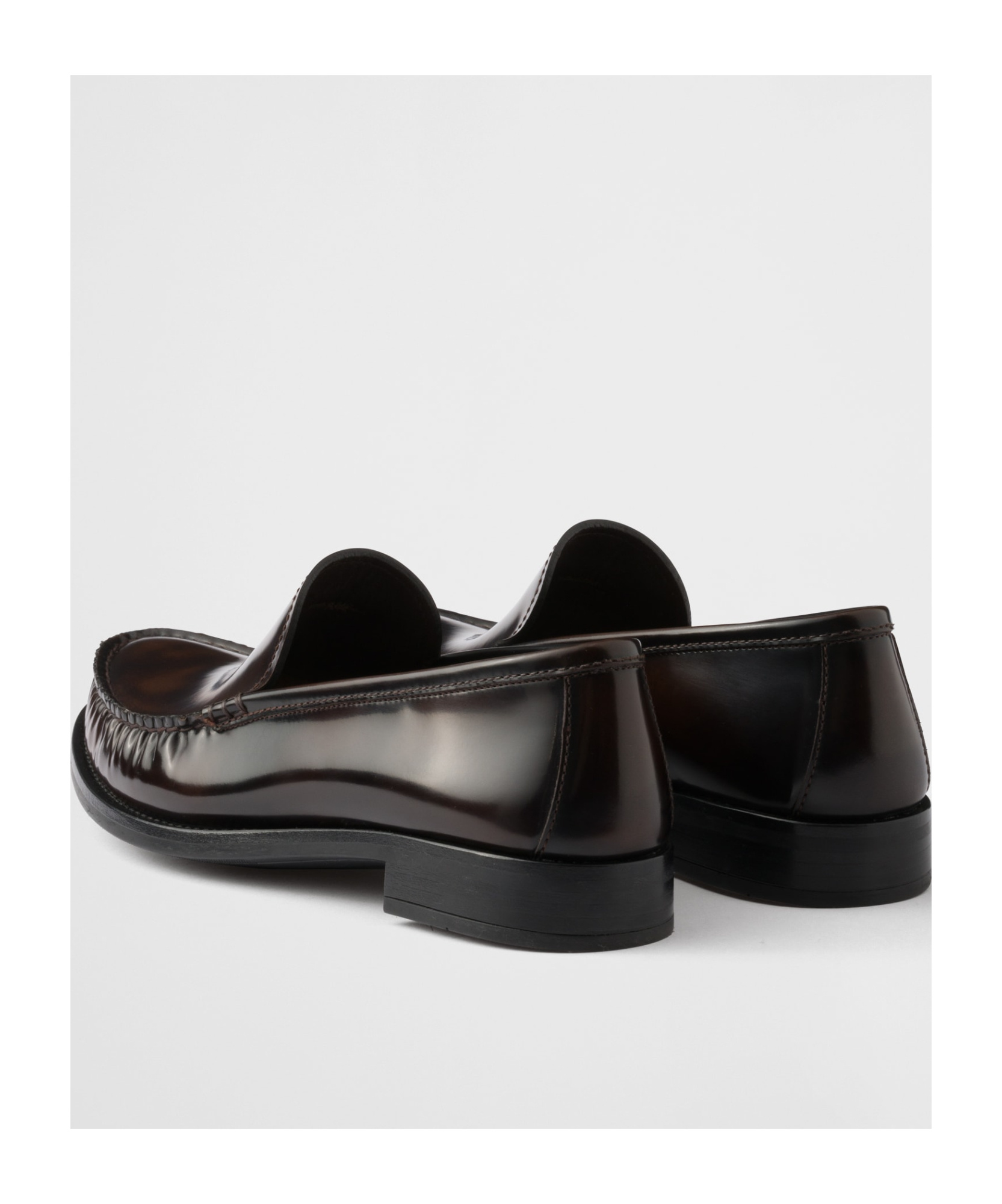 Prada Brushed Leather Loafers In Ochre Brown