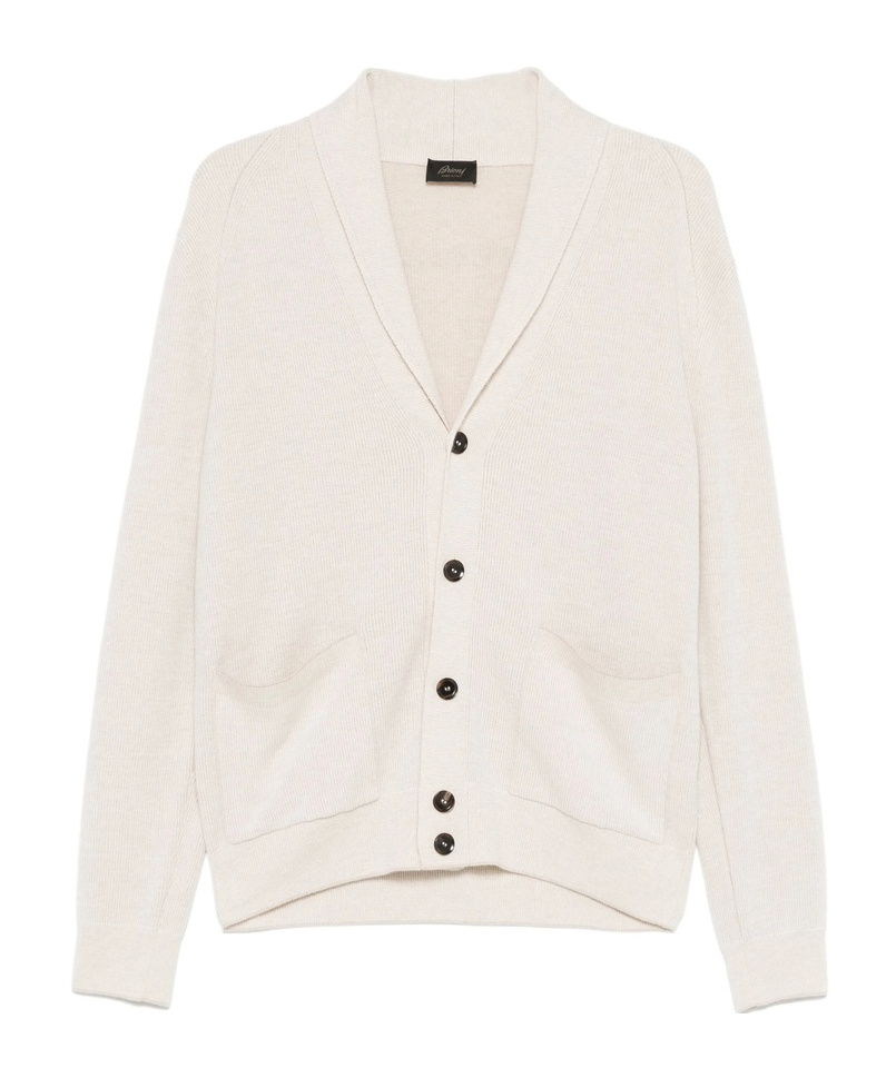 Brioni Ribbed Texture Shawl Collar Front Pockets