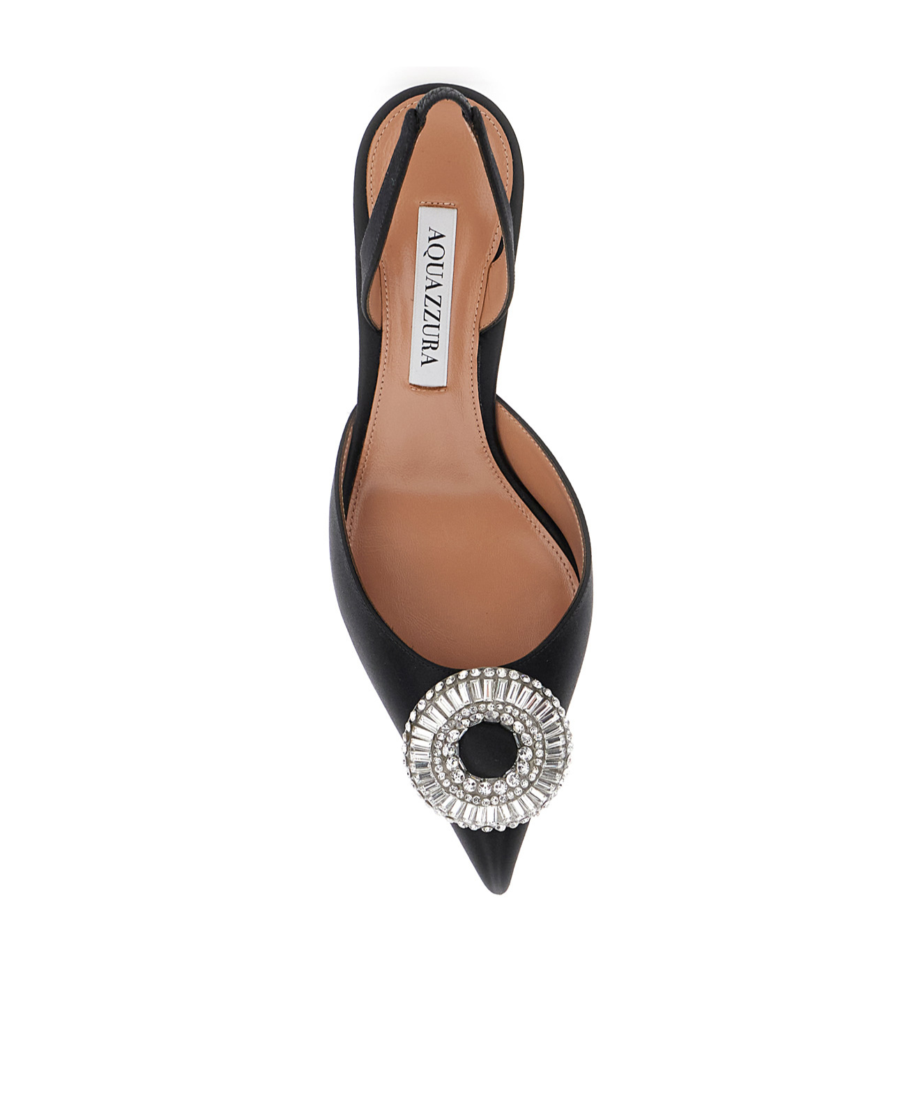 Aquazzura Crystal Hoop Black Slingback Pumps With Rhinestoned Embellishment And Kitten Heel In Tech Fabric Wom In Multi
