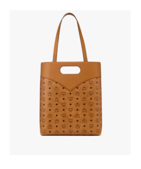 Mcm Diamond Tote In Visetos Leather Mix In Brown