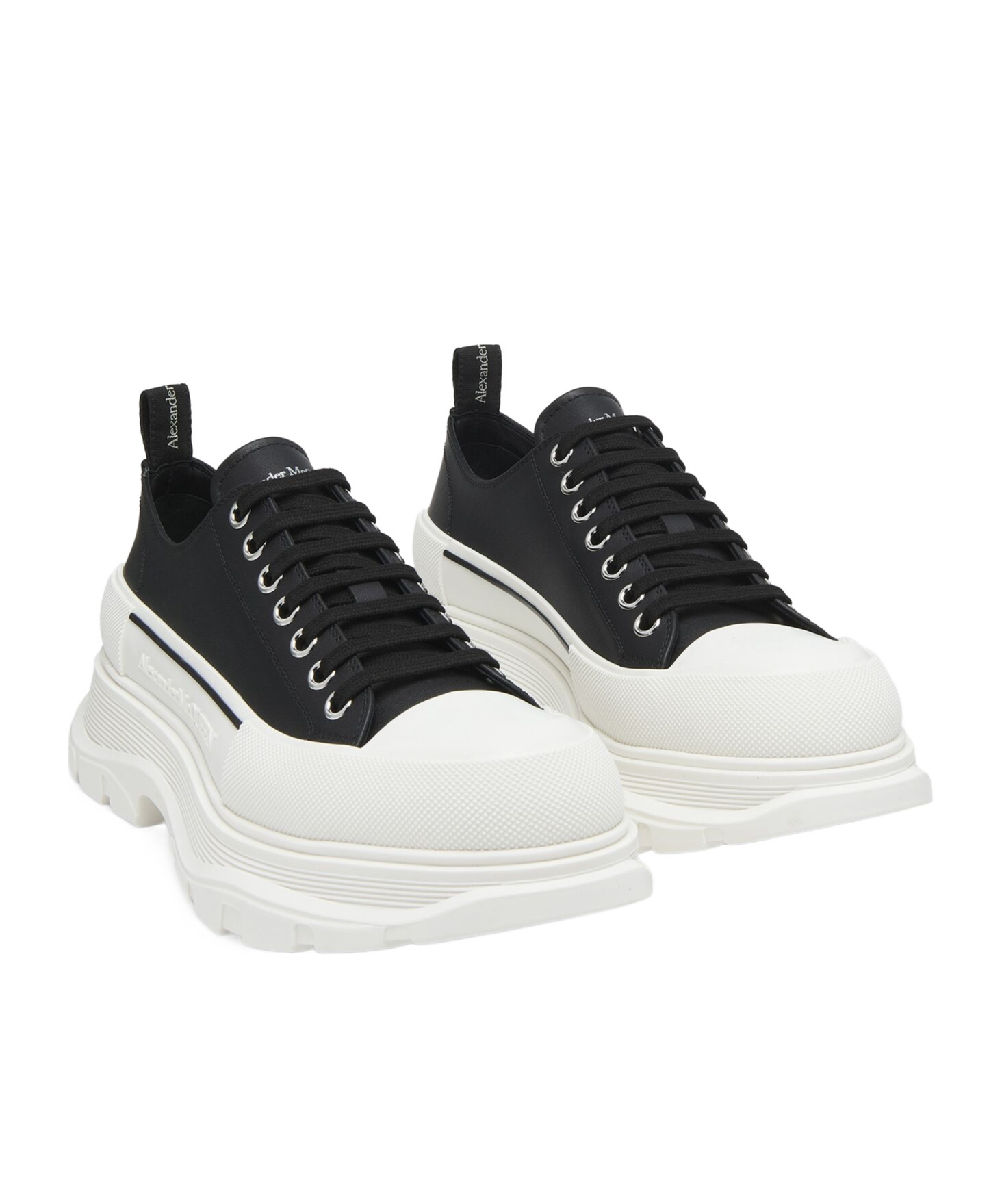 Alexander Mcqueen Black Nappa Leather Tread Slick Sneakers In White