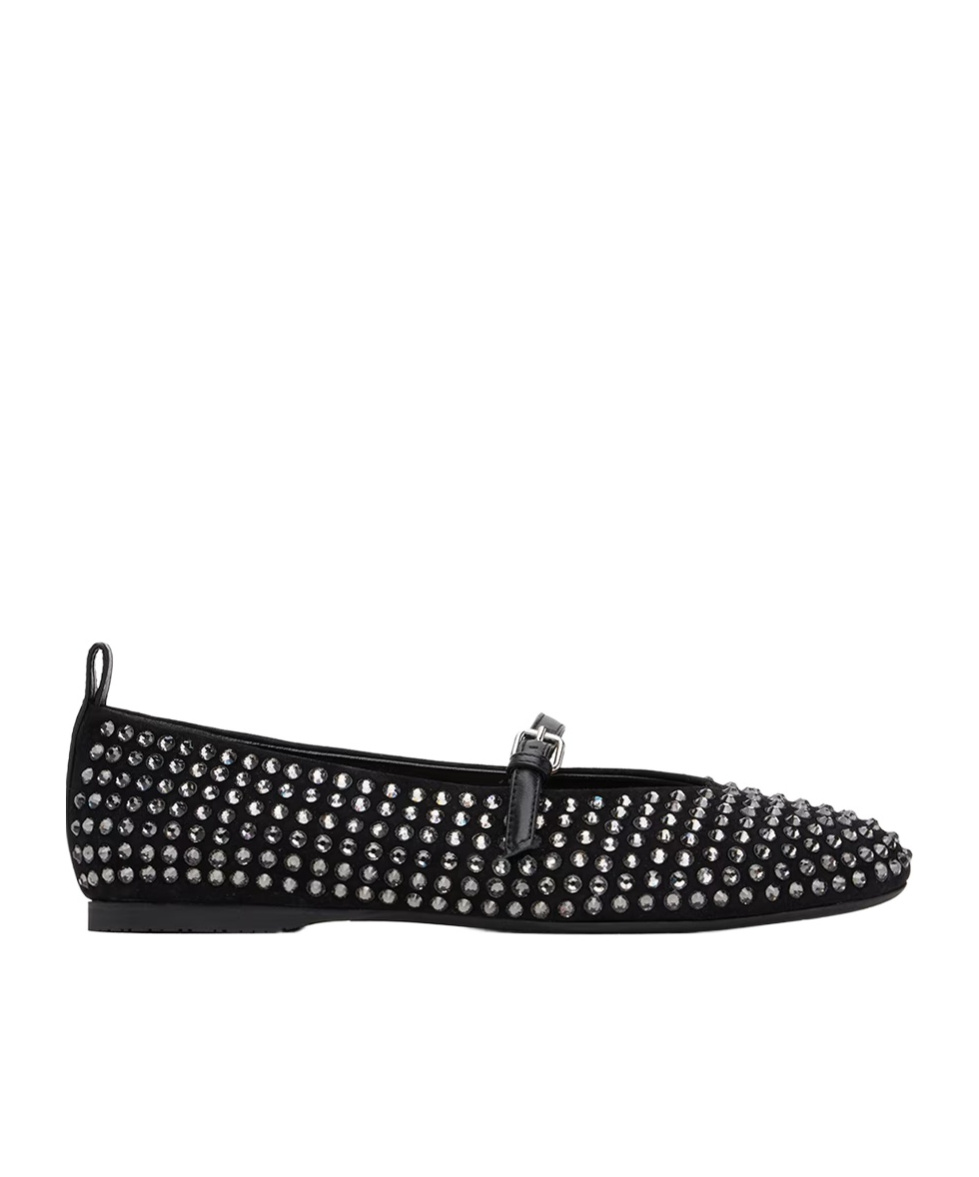 Jw Anderson Black Suede Mary Jane Ballerina Flats In Black