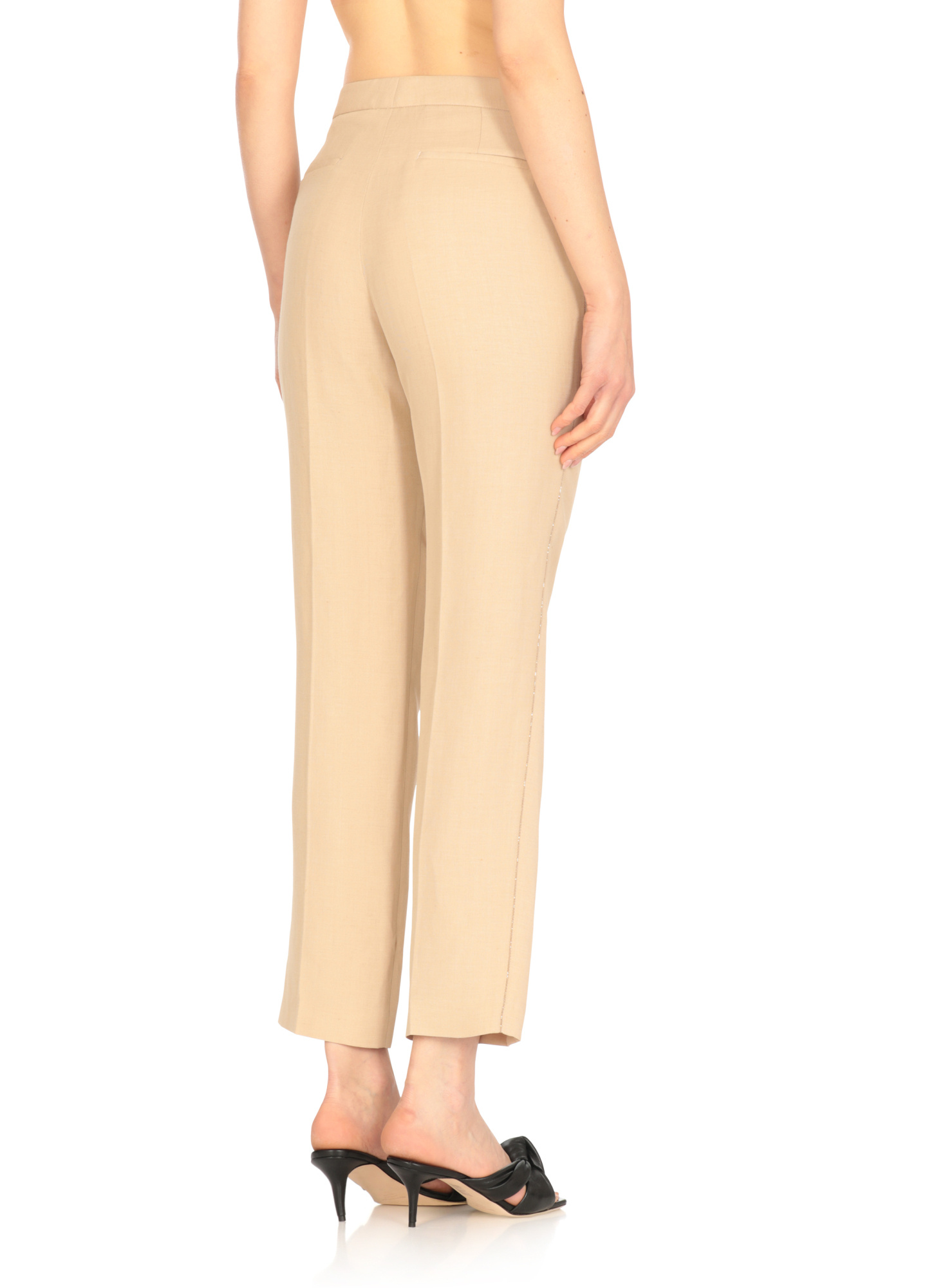 Fabiana Filippi Beige Viscose And Linen Pants In Nude