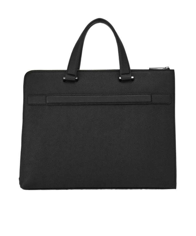 Ferragamo Black Monogram Embossed Leather Briefcase In Black