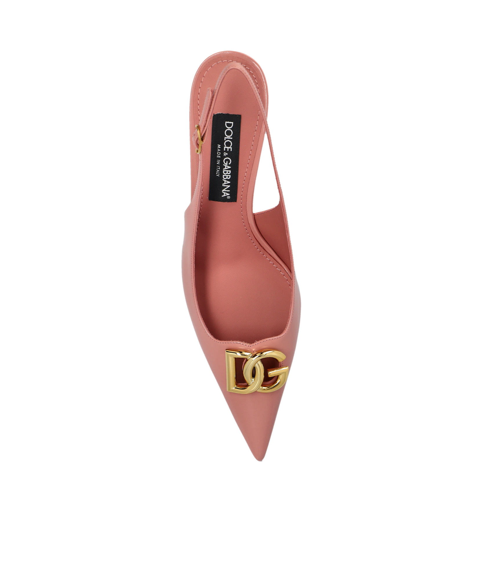 Dolce & Gabbana Pink Slingback With Metallic Logo In Patent Leather Woman In Pink
