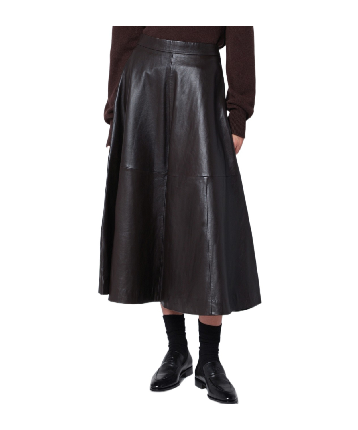 Rohe Leather A-line Skirt In Brown
