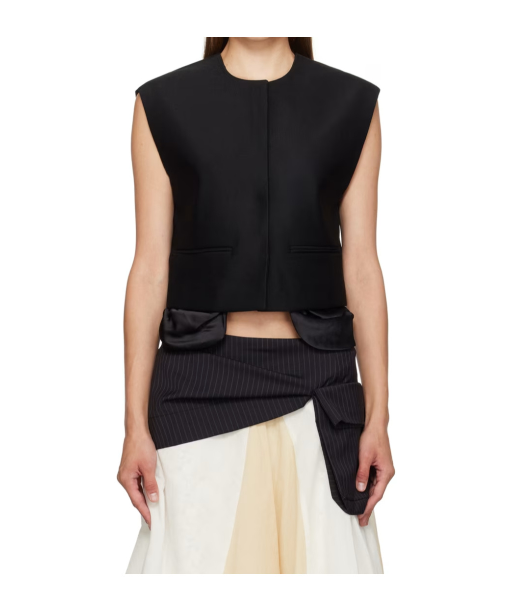 Open Yy Exposed Pocket Vest In Black
