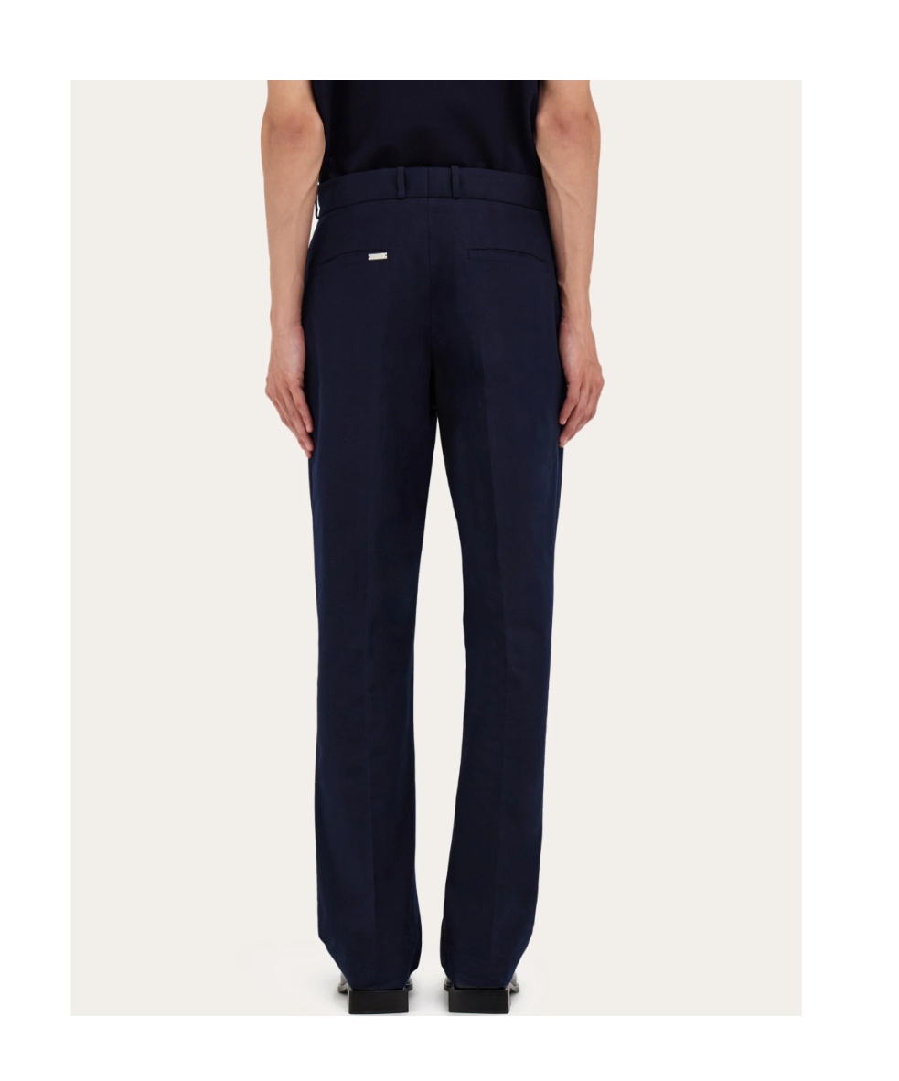 Ferragamo Organic Cotton Trousers In Blue