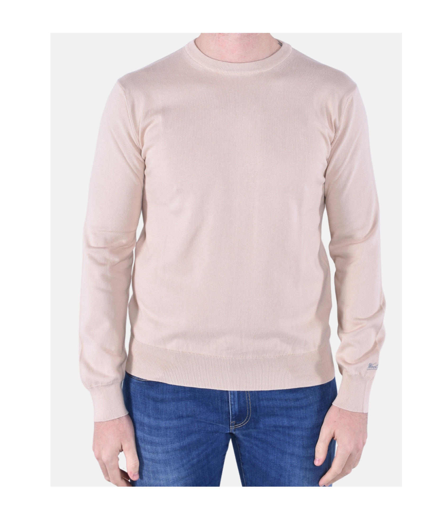 Woolrich Logo Cotton Crewneck In Neutral