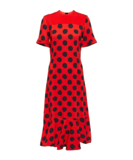 Marni Polka Dot Cady Midi Dress In Red