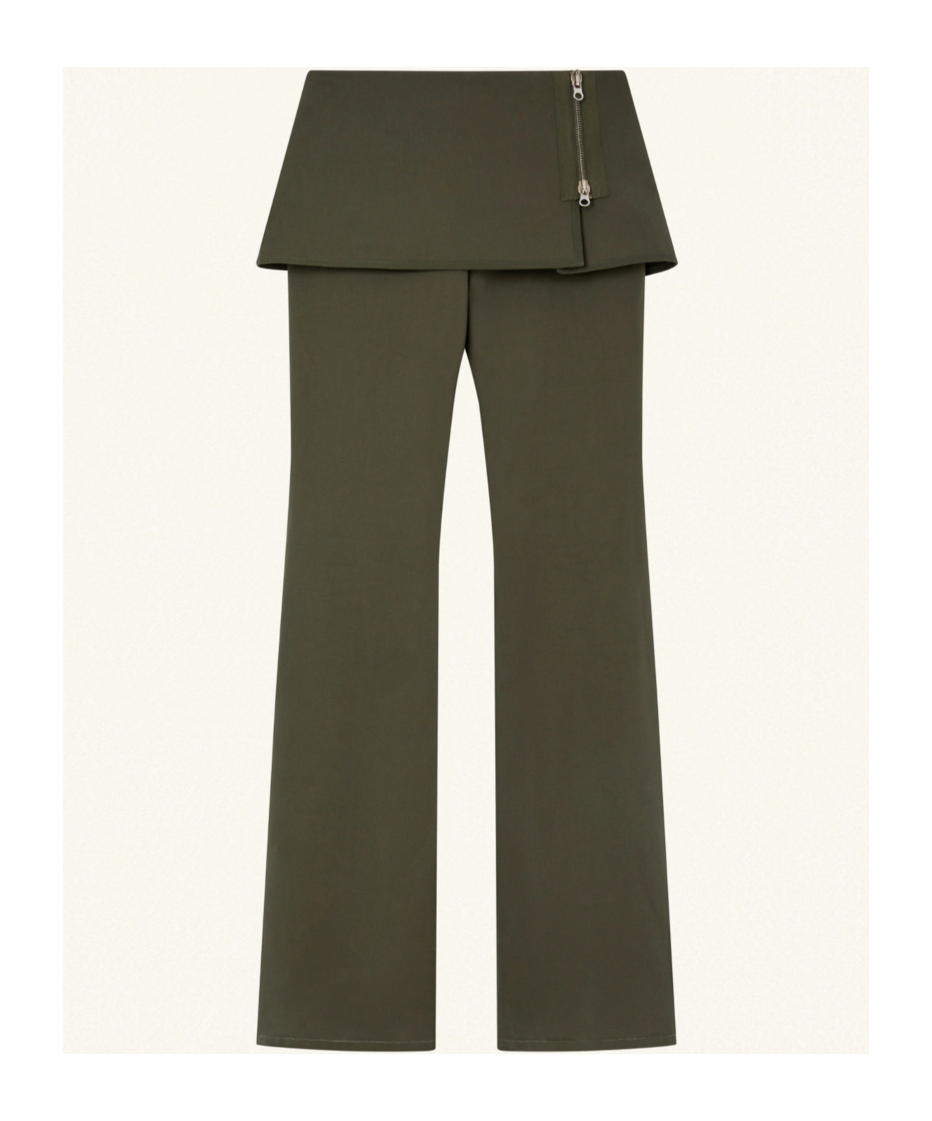 Courrèges Military Green Cotton Mini Skirt Trousers In Green